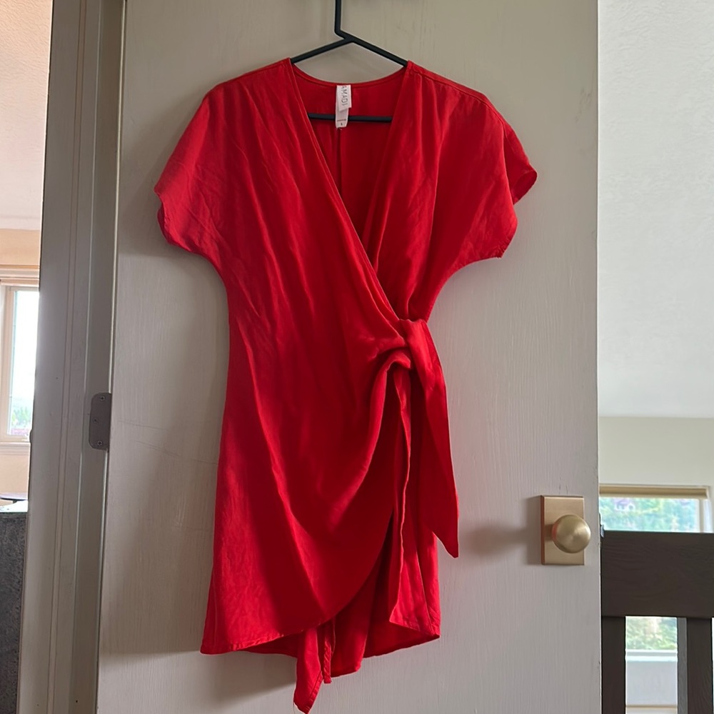 Amadi red wrap mini dress
